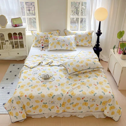 Rynx | new printed cool silk summer blanket three-piece summer cool blanket air conditioning blanket cool sleeping experience washable