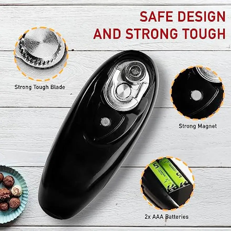 Rynx | Automatic Electric Can Opener - Hands-Free, One-Touch Portable Kitchen Tool for Jar and Bottle Opening, Convenient Opener Gadget