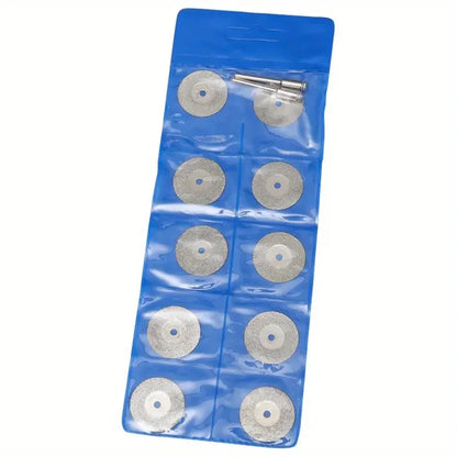 Rynx | Diamond Cut Off Rotary Tool Discs: 10Pcs 16-30mm Mini Sharp with Hole for Dremel - DIY Accessories with 2Pcs Rod