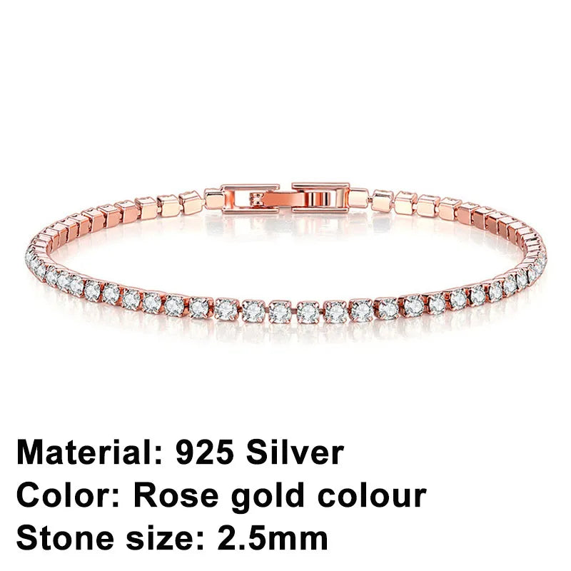 RYNX | Tennis Bracelet – Shine With Attitude: Elegance In Sterling Silver And Hip-Hop Flair! 2.5 mm Rose Gold Bracelet