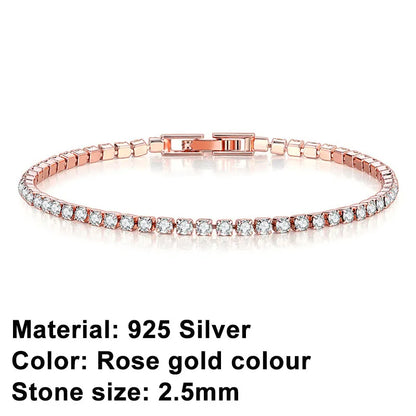 RYNX | Tennis Bracelet – Shine With Attitude: Elegance In Sterling Silver And Hip-Hop Flair! 2.5 mm Rose Gold Bracelet