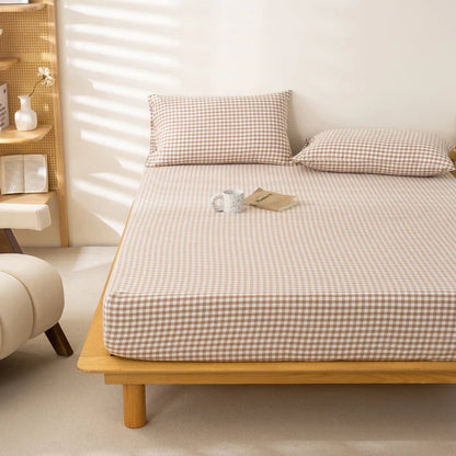 Rynx | Mattress Cover Japanese Style 100% Cotton Woven Fitted Sheet With Elastic Pair Bedding Single Bed Queen King Size