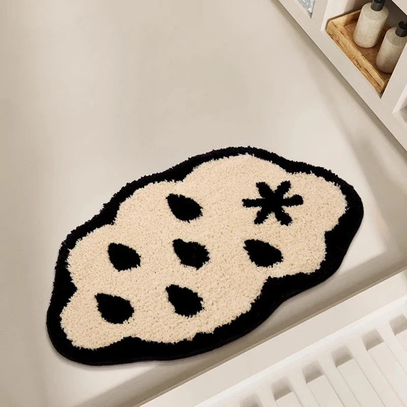 Rynx | Tufting Black White Clouds Bathroom Mat Bath Mat Carpet Floor Mat Non-Slip Pad Aesthetic Home Decor 40x60cm