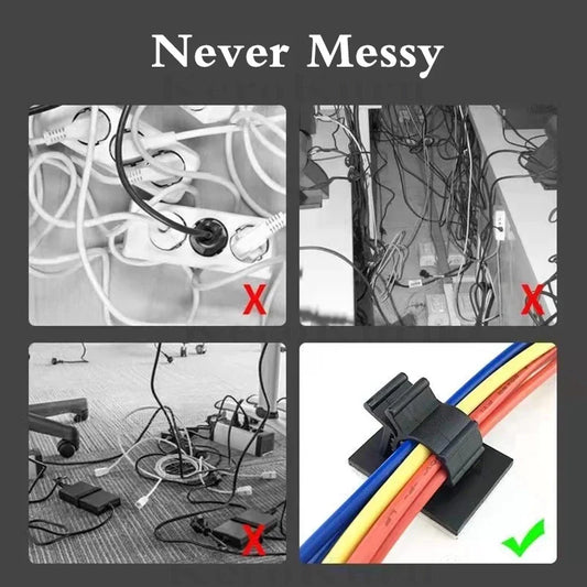 Rynx | Self-Adhesive Cable Organizer Clips | Adjustable Cord Holder for Table, Car, PC, TV | Wire Management Clamp for Charging - Easy Cable Winder