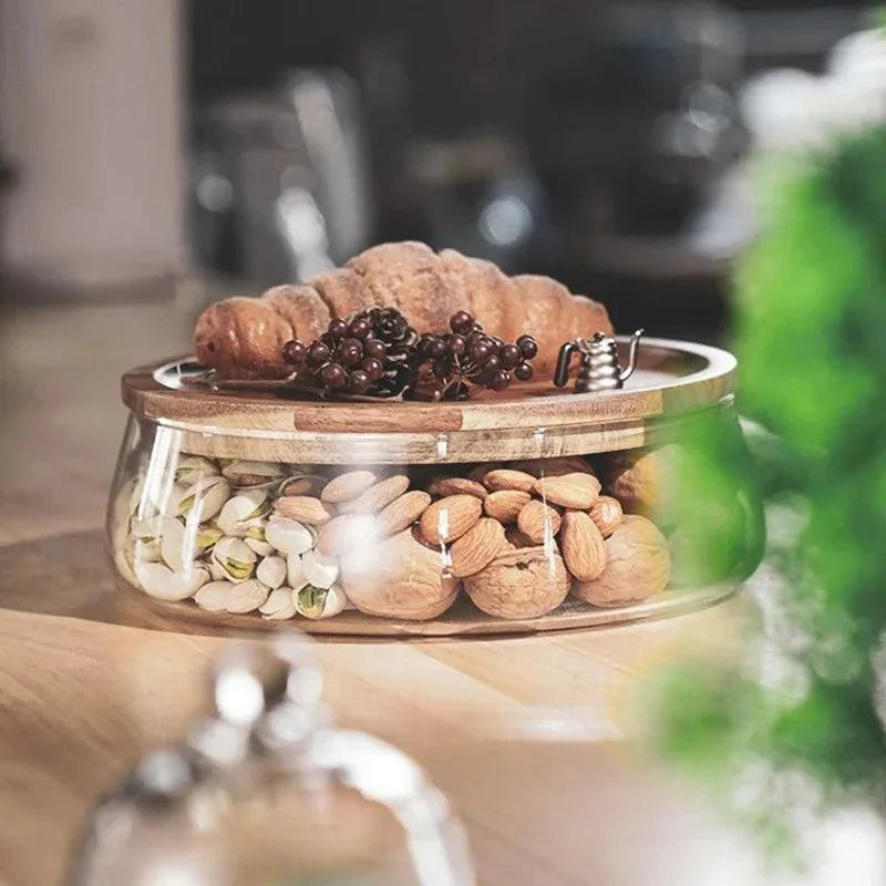 Rynx | Stylish eco-friendly glass storage jars with acacia wood lids for chic kitchen organization