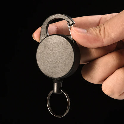 Rynx | Multifunctional Retractable Keychain Bag: 65CM Roll Recoil ID Card Holder, Stainless Steel Rope Key Ring - H61