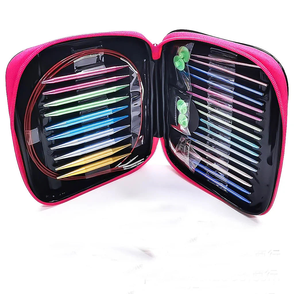 Rynx | Aluminum Circular Knitting Needles Set: Interchangeable Crochet Hooks - Weaving Yarn Knitting Craft Tools Accessories Kit