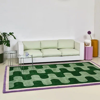 Rynx Blue Chessboard Carpet for the Living Room, Large Size, Non-Slip Floor Mat, Bedroom Decoration, Black Plaid Large Carpet, Soft Velvet