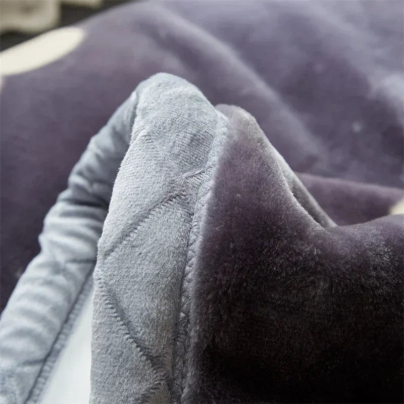 Rynx double-sided printed autumn winter blankets for the bed soft warm encrypted flocking crinkle blanket skin-friendly weighted blanket