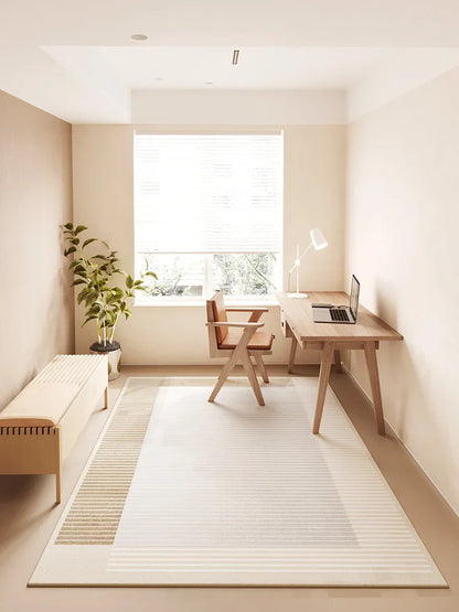 Rynx | Modern Minimalist Living Room Rug Cream Luxury Home Decor Rug Nordic Line Art Luxury Space Fluffy Soft Large Rug Tapis IG