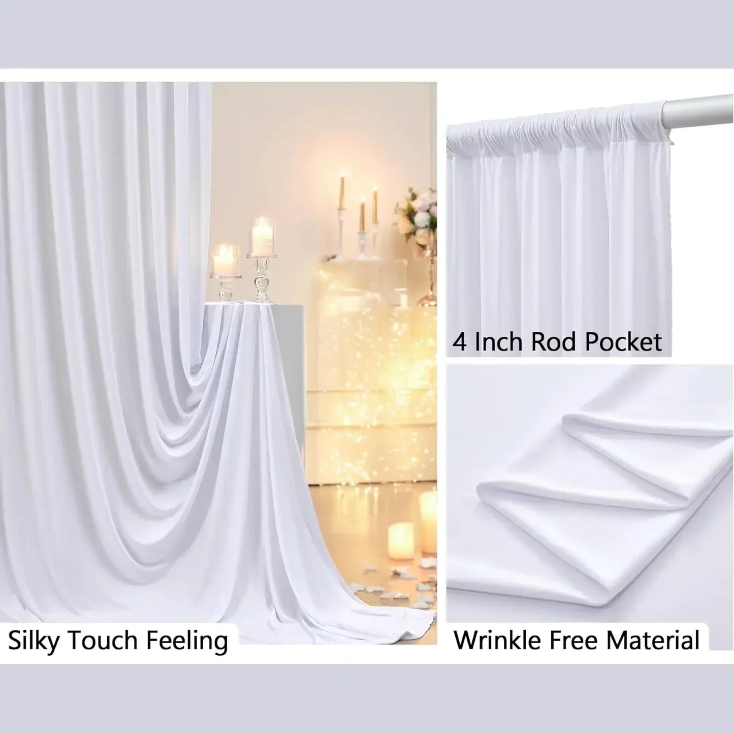 Rynx | 2PCS Sage Green Background Curtain for Party Wedding Wrinkle-free Photo Curtain Background Drapes Fabric Decoration for Baby Shower