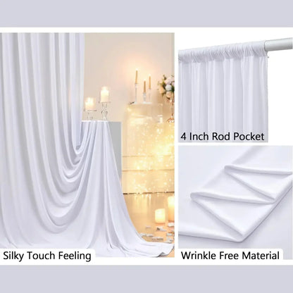 Rynx | 2PCS Sage Green Background Curtain for Party Wedding Wrinkle-free Photo Curtain Background Drapes Fabric Decoration for Baby Shower