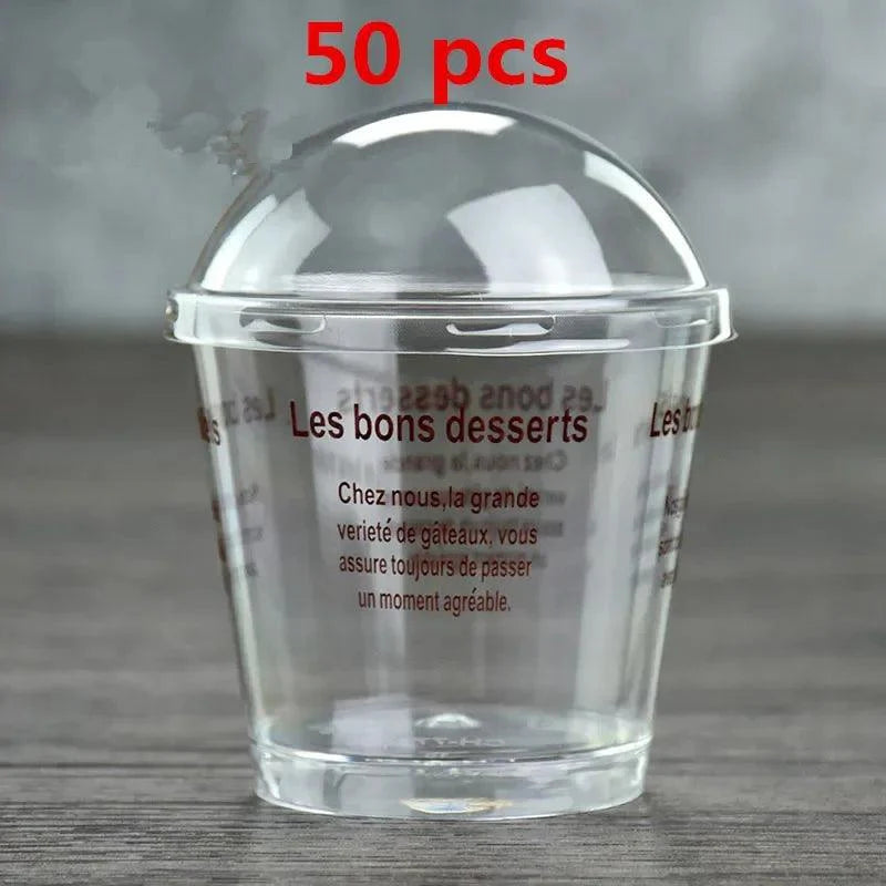 Rynx | Elegant clear dessert cup collection with lids and spoons - Perfect for ice cream, yogurt, and mousse