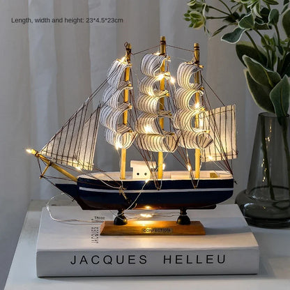 RYNX | New Wooden Sailing Boat Model Office Living Room Decoration Craft Nautical Decoration Creative Model Home Decor Birthday Gift
