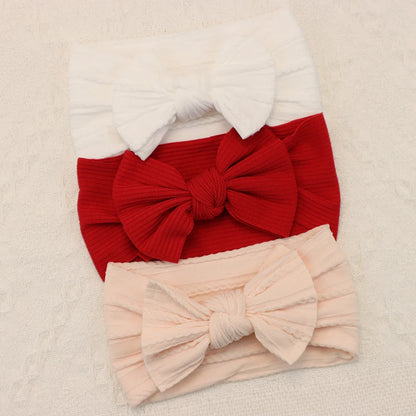 Rynx | 3Pcs Baby Headband Set: Knit Bows, Elastic Nylon Turban