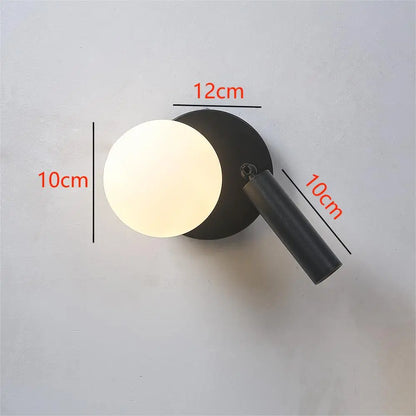 Rynx | NordicLux - Modern LED Bedside Lamp Rotating Glass Wall Lamp Bedroom and Living Room Decor