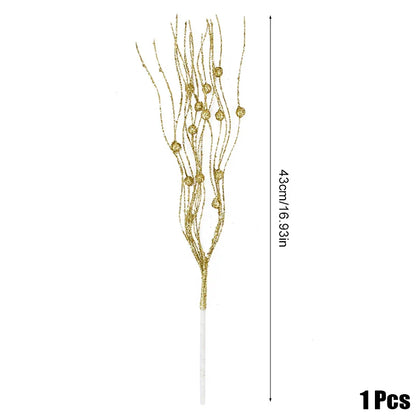 Rynx 1/3/5 Pcs Christmas Artificial Glitter Berries Branches Xmas Tree Ornament New Year Home Decoration DIY Vase Filler 2025 Party