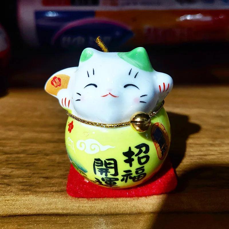 Rynx | Charming Japanese Ceramic Lucky Cat Daruma Figurine for Home Decor and Gifts
