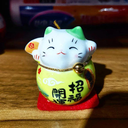 Rynx | Charming Japanese Ceramic Lucky Cat Daruma Figurine for Home Decor and Gifts
