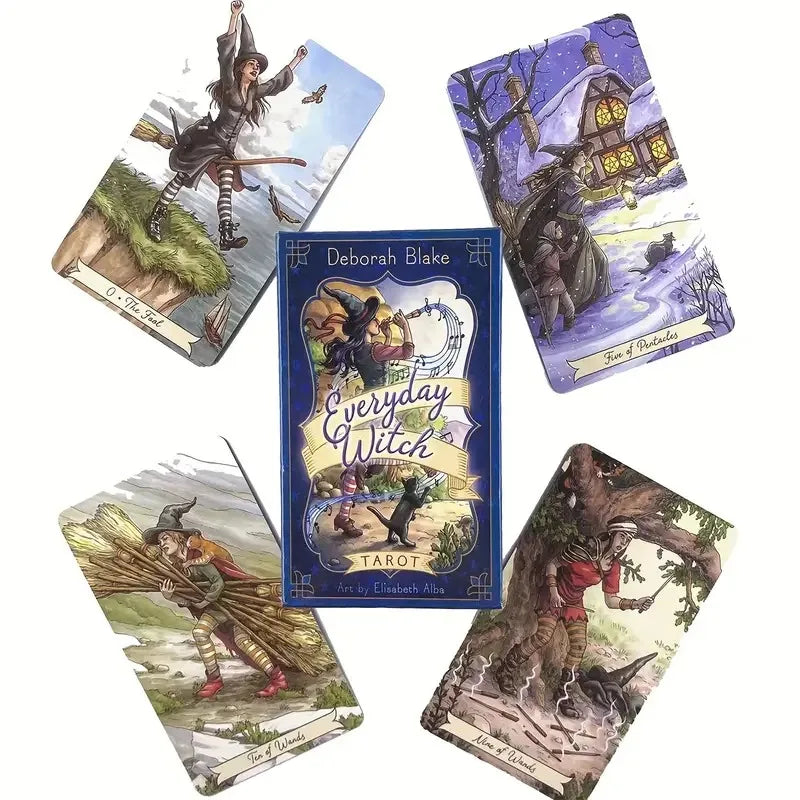 Rynx | 1 Box Everyday Witch Tarot Deck with Guide - 78 Card Set, Witchcraft Themed Party Game, Practical Magic Tarot Set