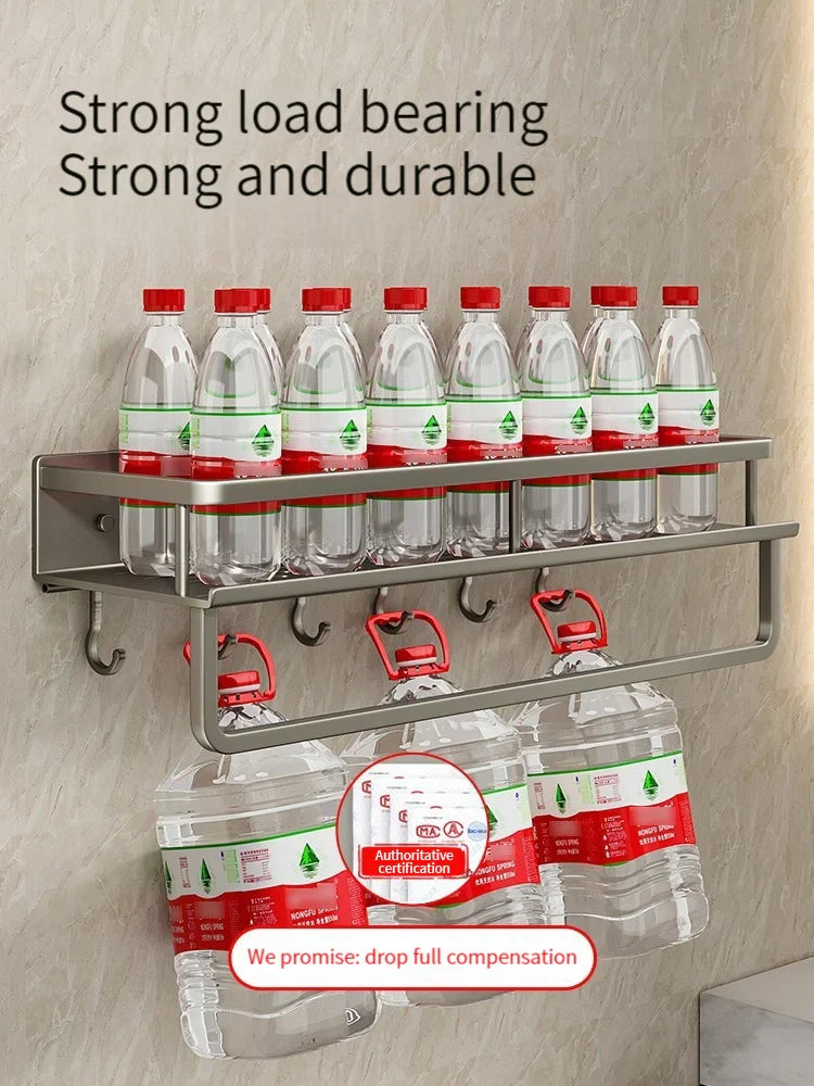 Rynx | Punch-Free Bathroom Rack – Aluminum Space-Saving Shelf – No Drill Hanging Organizer – Wall-Mounted Toilet Shelf for Efficient Bathroom Storage