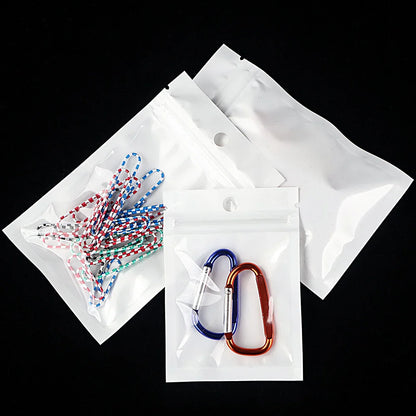 Rynx | 100pcs White Dustproof Sachet Bags - Ziplock Sealing with One Transparent Side for Phone Case, Jewelry, and Accessories Packing