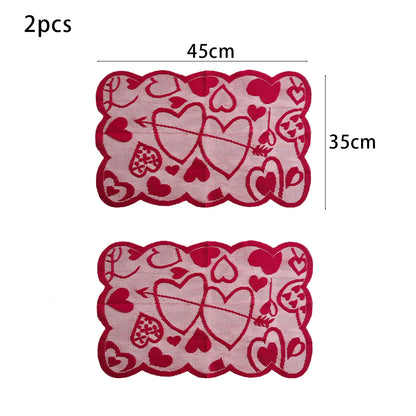 Rynx | Valentine's Day Love Heart Hollow Lace Table Runner - Romantic Decor for Weddings and Parties
