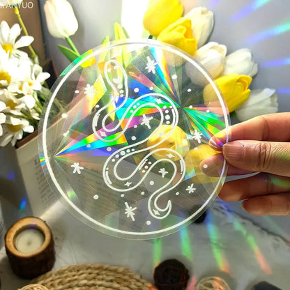Rynx | PVC Self-Adhesive Glass Window Stickers | Sun Catcher Cat Moth Energy Suncatcher | Rainbow Prisms Sunlight Decals