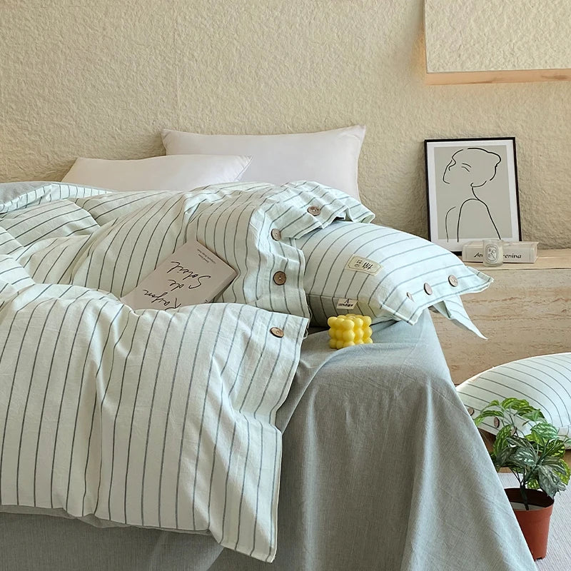 Rynx | 100% Cotton Duvet Cover Stripes Bedspread Skin-friendly Bedding Comforter Cover High-quality Duvet Cover duvet cover