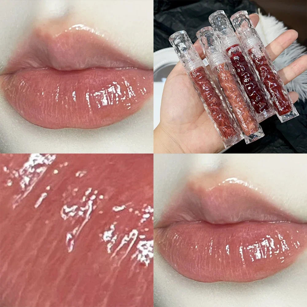 Rynx | 8 Colors Moisturizing Mirror Lip Lacquer Long-lasting Lipstick Black Tea Brown Liquid Lipstick Lip Oil Care Make-up Korean Cosmetics