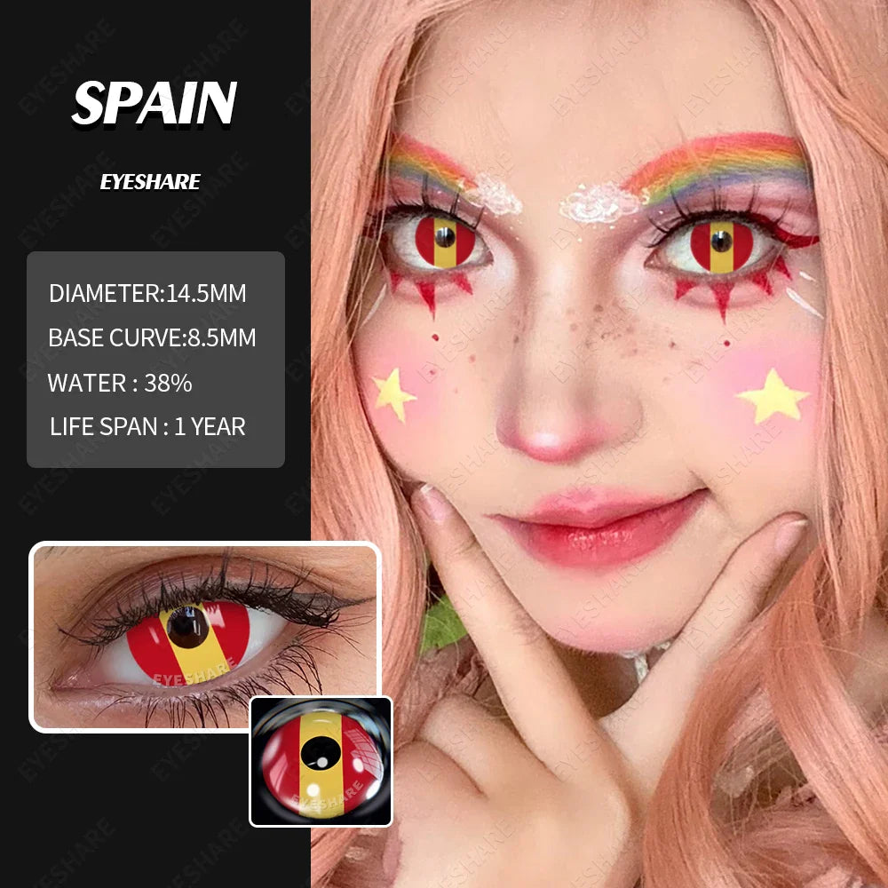Rynx | Colored contact lenses for the eyes 1 pair Cosplay blue red colored lenses annually beautiful pupils Halloween eye contact lenses