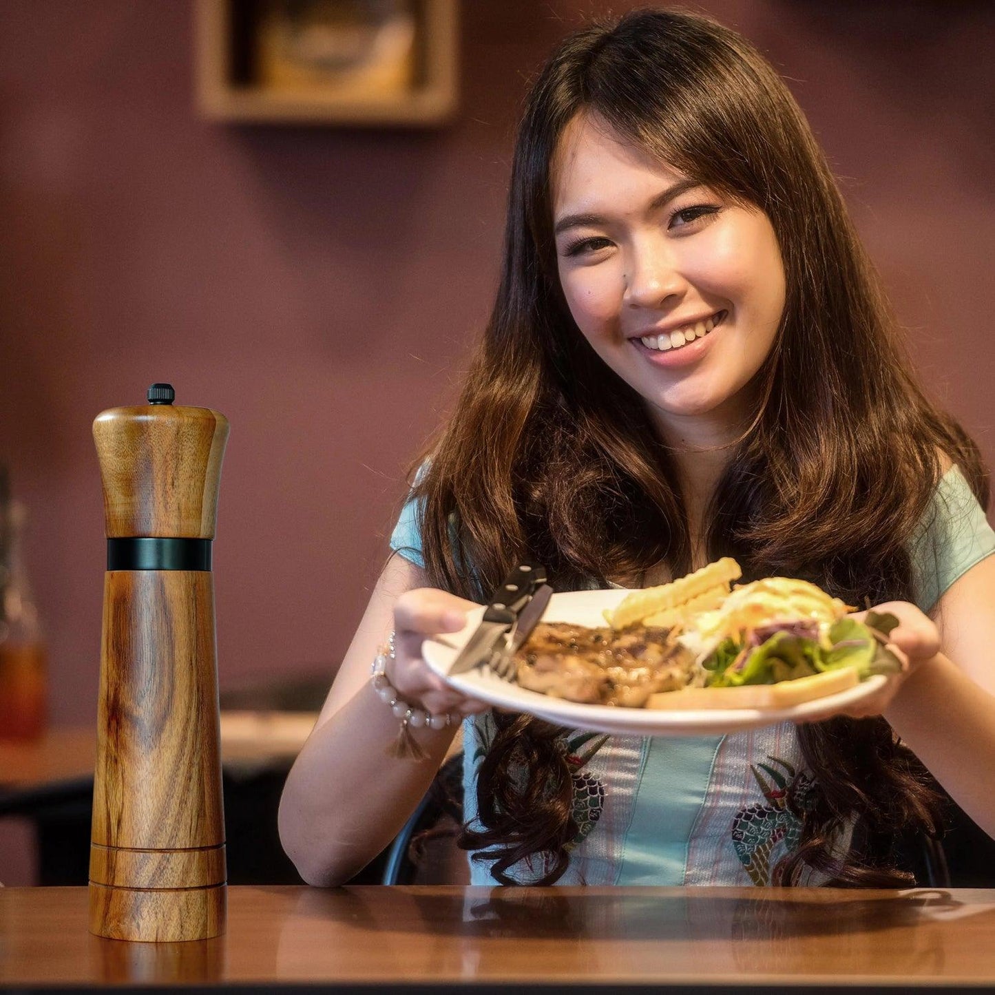 Rynx | Customizable Ceramic Mill Acacia Wood Pepper Mill for Gourmets