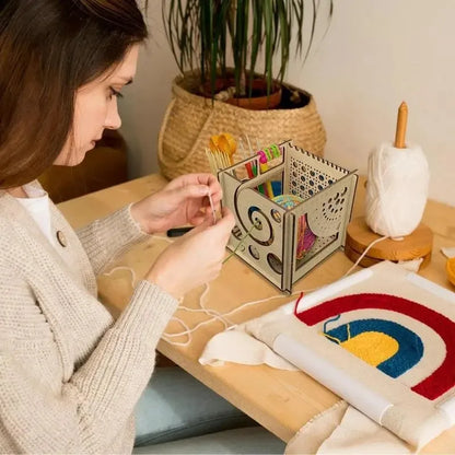 Rynx | Handcrafted Wooden Crochet Yarn Bowl: All-in-One Dispenser, Holder, and Storage Solution for Craft Knitting Enthusiasts