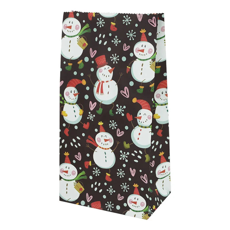Rynx 10 pieces kraft paper candy cookie bags Santa snowman Christmas gift packaging bags Xmas Navidad New Year party decoration supplies