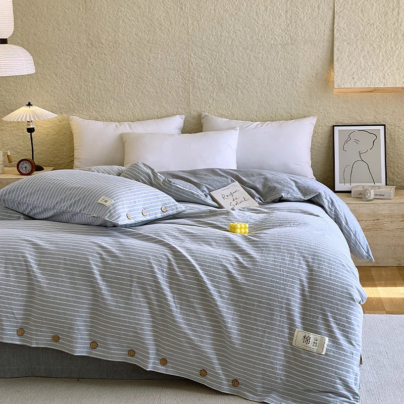 Rynx | 100% Cotton Duvet Cover Stripes Bedspread Skin-friendly Bedding Comforter Cover High-quality Duvet Cover duvet cover
