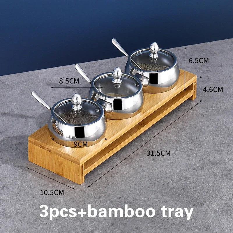 Rynx | Stainless Steel Spice Storage and Oil Sprayer Set - Essential Organizer for Culinary Lovers