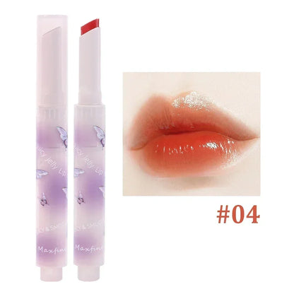 Rynx | Thin Tube Flower Lipstick Pencil Heart-Shaped Gel Lipstick Pencil Makeup Long-Lasting Moisturizing Lip Lacquer Girls Korean Cosmetics