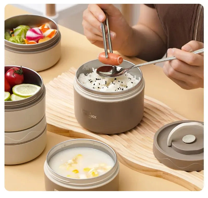 Rynx | Insulated Stainless Steel Lunch Box Set - Microwavable Bento Box with Leakproof Thermal Lunch Bag, Portable Food Container