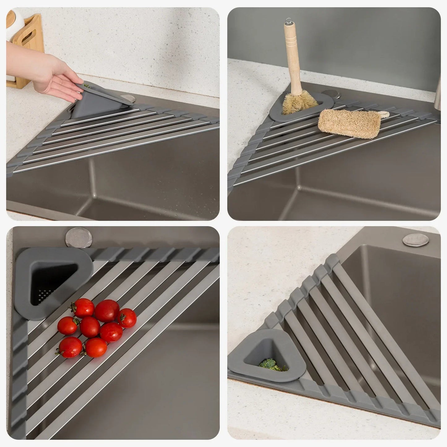 Rynx | Sink Mounted Triangle Drainage Rack Kitchen Storage Shelf