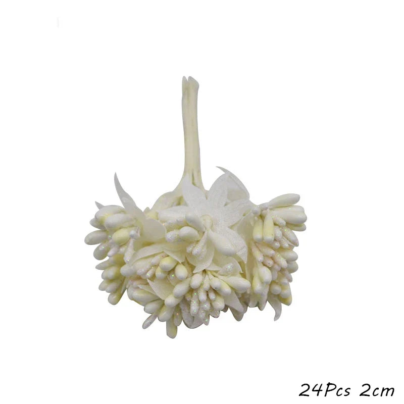 Rynx White Theme Artificial Flower Cherry Stamen Berry Bundle DIY Christmas Decoration Wedding Cake Gift Box Wreaths Xmas Decor