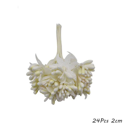 Rynx White Theme Artificial Flower Cherry Stamen Berry Bundle DIY Christmas Decoration Wedding Cake Gift Box Wreaths Xmas Decor