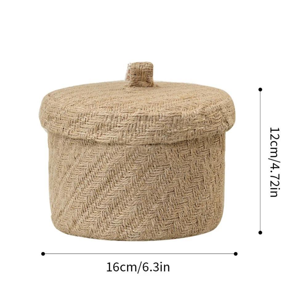 Rynx | Stylish round jute basket with lid - Contemporary organizational solution
