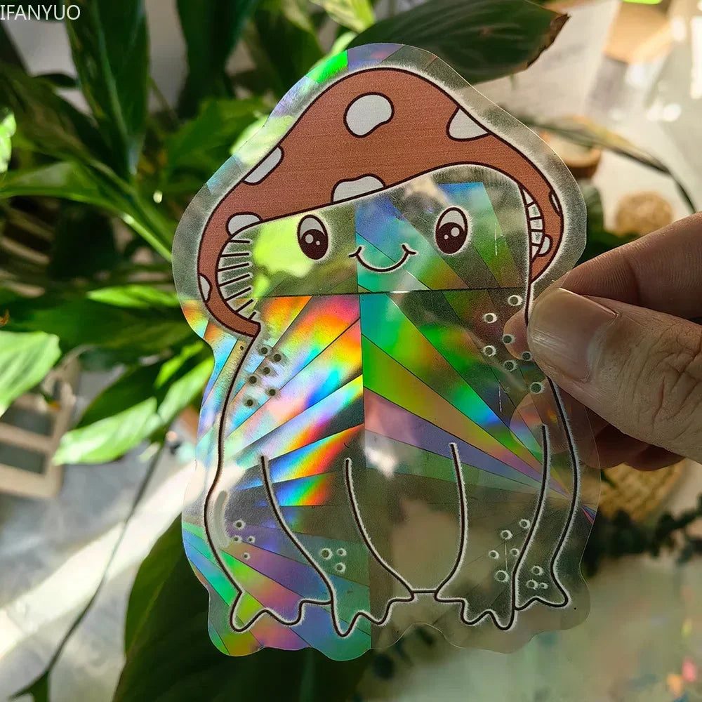 Rynx | PVC Self-Adhesive Glass Window Stickers | Sun Catcher Cat Moth Energy Suncatcher | Rainbow Prisms Sunlight Decals