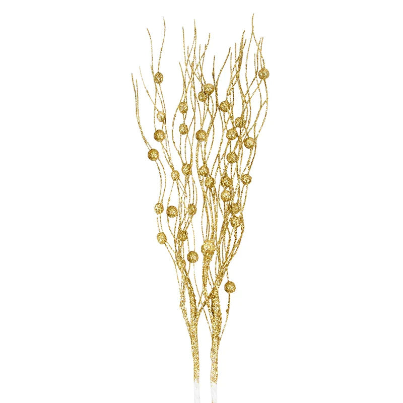 Rynx 1/3/5 Pcs Christmas Artificial Glitter Berries Branches Xmas Tree Ornament New Year Home Decoration DIY Vase Filler 2025 Party