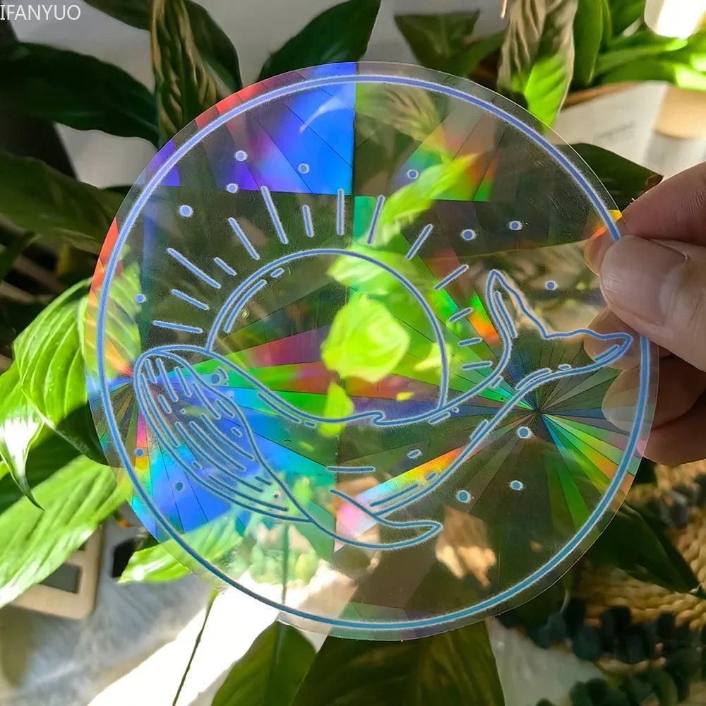Rynx | PVC Self-Adhesive Glass Window Stickers | Sun Catcher Cat Moth Energy Suncatcher | Rainbow Prisms Sunlight Decals