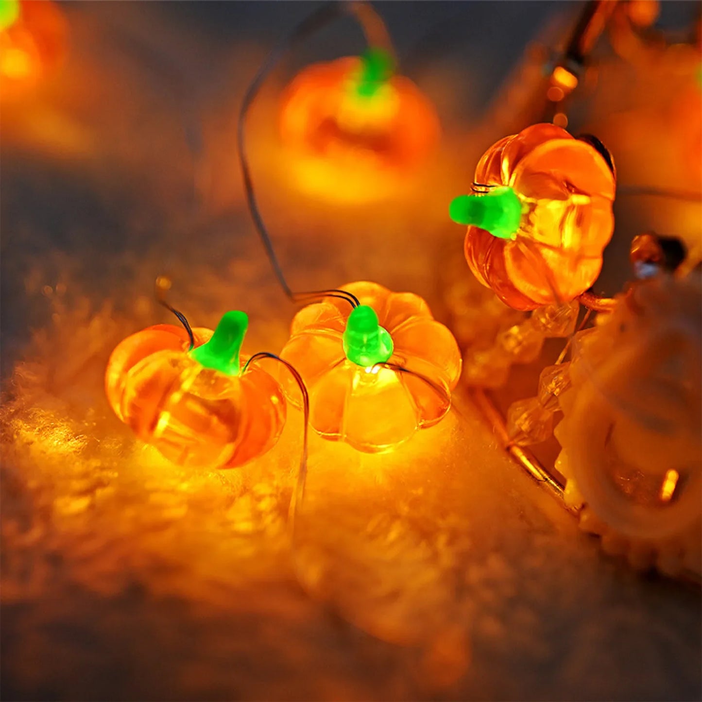Rynx | Pumpkin Horror Eyes LED String Lights Portable USB 20 40 LEDs Halloween Party Decoration For Home Bar Atmosphere Decor