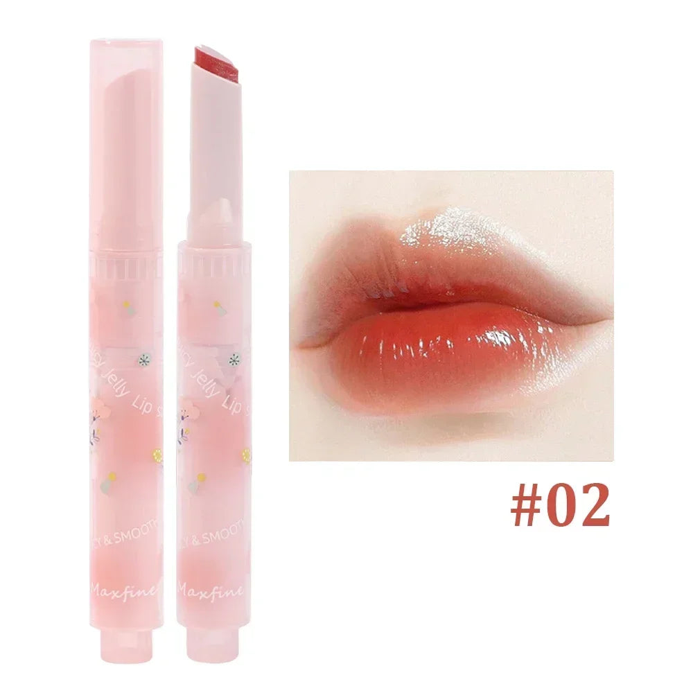 Rynx | Thin Tube Flower Lipstick Pencil Heart-Shaped Gel Lipstick Pencil Makeup Long-Lasting Moisturizing Lip Lacquer Girls Korean Cosmetics
