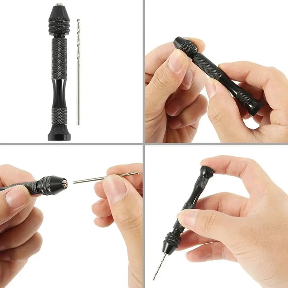 Rynx | Adjustable Manual Hand Drill With Keyless Chuck | Mini Micro Aluminum Hand Drill | HSS Steel Twist Drill Bit | Resin Mold Tools