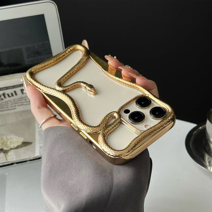Rynx | Plating Weicher Gummi Rahmen Hohler Schlange Handyhülle Für iPhone 11 12 13 14 15 16 Pro Max Objektivschutz Unregelmäßige Stoßfeste Hülle