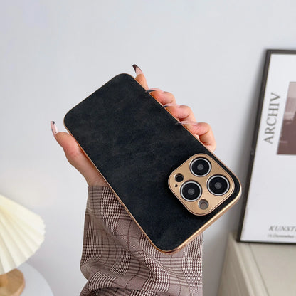 RYNX | Premium Leder Magsafe Apple Iphone Case With Galvanized Frame | Golden Frame Case, Camera Protection - Protective Case For Iphone 15, 14 Pro Max Plus